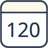 Calendar graphic displaying the numbers 120.